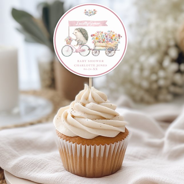 Rond Sticker de Baby shower de hérisson rose - Localeme (Baby Shower Favor Sticker)