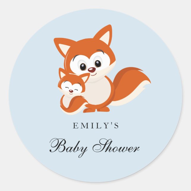 Rond Sticker de Baby shower pour phoque Fox Blue (Devant)