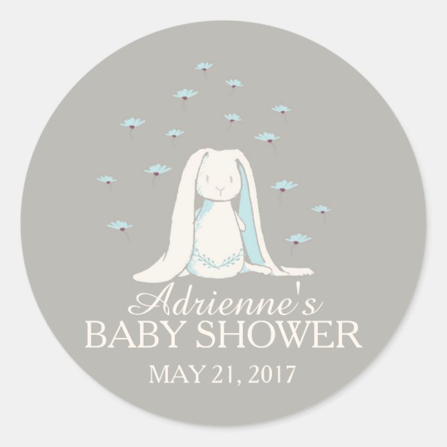 Rond Sticker de Baby shower Sweet Bunny Boys (Devant)