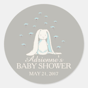 Rond Sticker de Baby shower Sweet Bunny Boys
