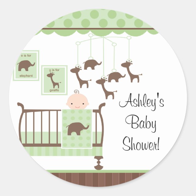 Rond Sticker de Baby shower Sweet Green Baby Room (Devant)