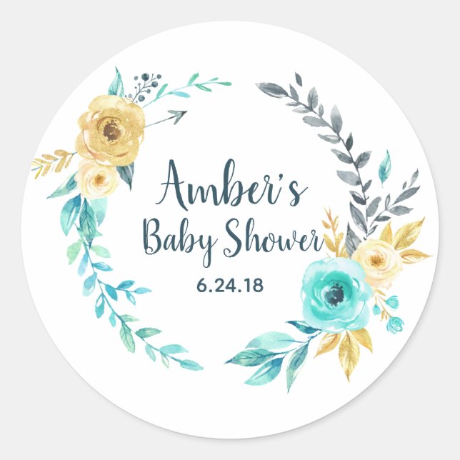 Rond Sticker de balise Little Man Baby shower Wreath Fa (Devant)