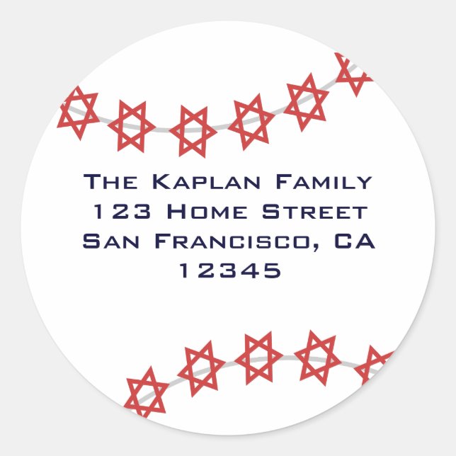 Rond Sticker de baseball des étoiles juives (Devant)