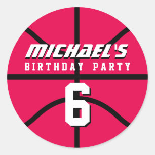 Rond Sticker de basketball rose Sports Anniversaire de 