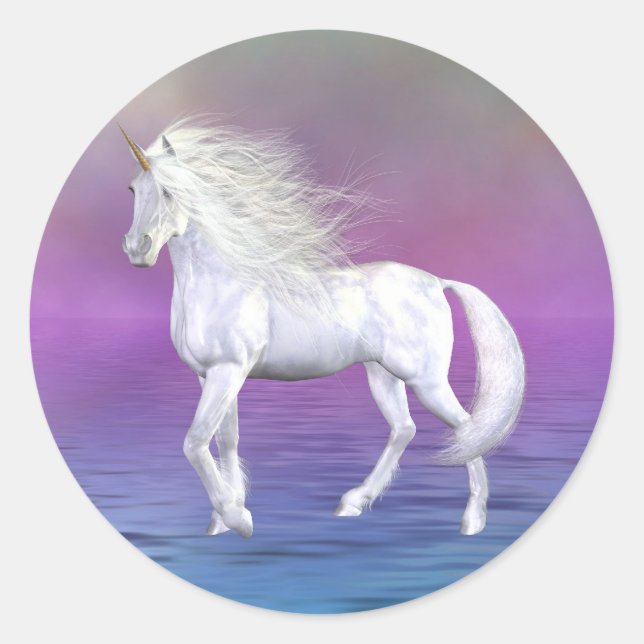 Rond Sticker de beauté blanche Unicorn (Devant)
