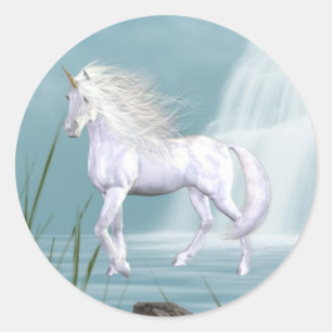 Rond Sticker de beauté blanche Unicorn