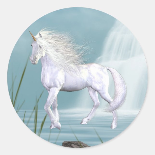 Rond Sticker de beauté blanche Unicorn (Devant)