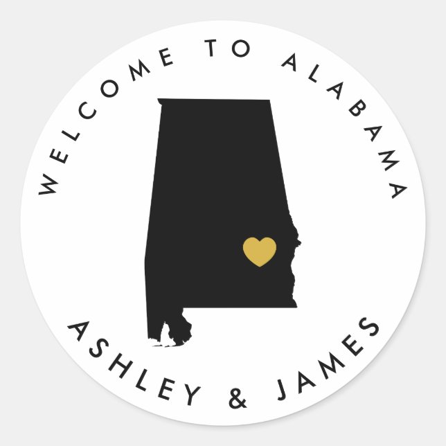 Rond Sticker de bienvenue Mariage de l'Alabama pour sac (Devant)