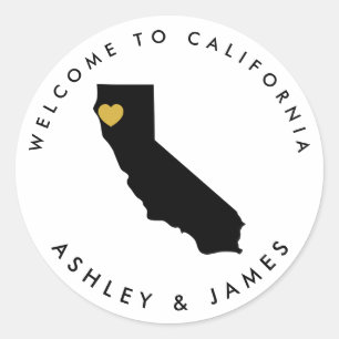 Rond Sticker de bienvenue pour Mariage californien, sac