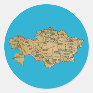 Rond Sticker de carte du Kazakhstan