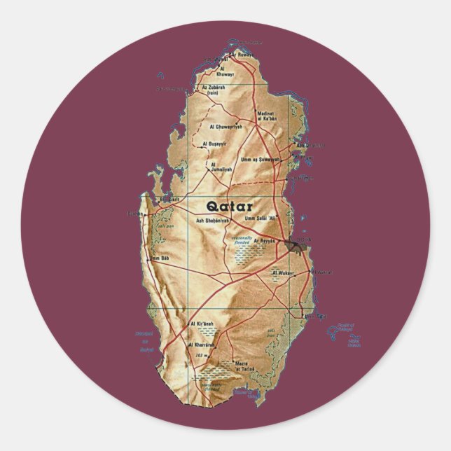 Rond Sticker de carte du Qatar (Devant)