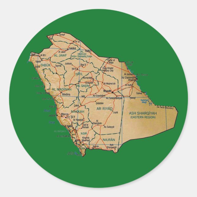 Rond Sticker de carte en Arabie Saoudite (Devant)