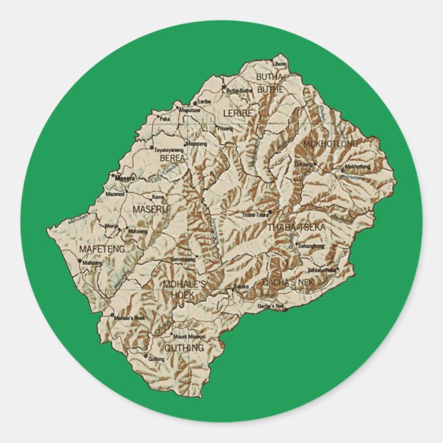 Rond Sticker de carte Lesotho (Devant)