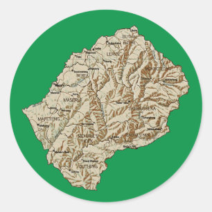 Rond Sticker de carte Lesotho