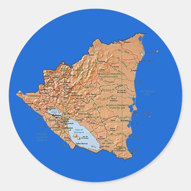 Rond Sticker de carte Nicaragua (Devant)