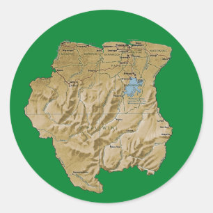 Rond Sticker de carte Suriname