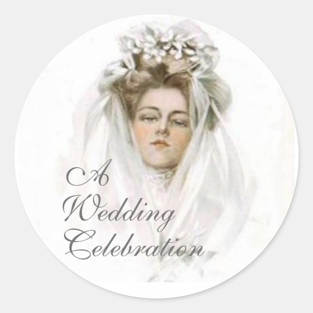 Rond Sticker de célébration de mariage vintage (Devant)