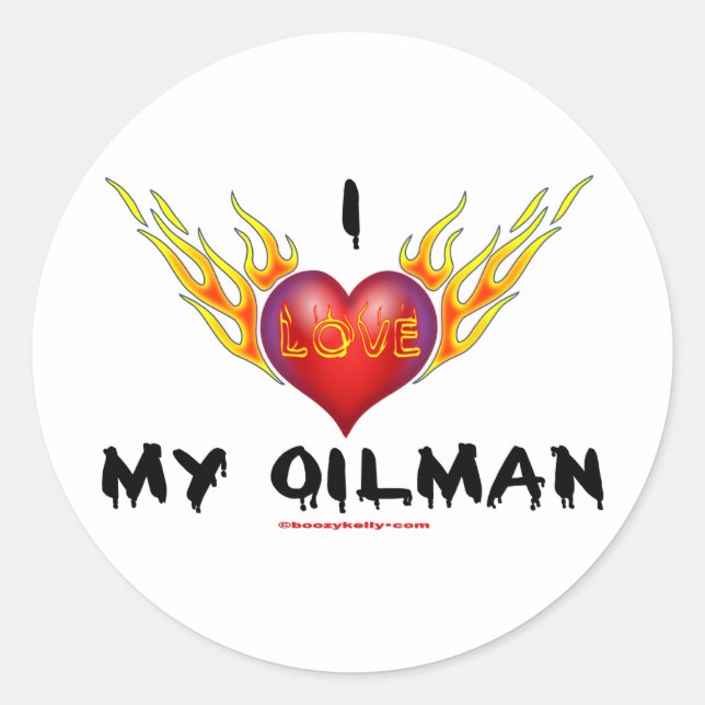 Rond Sticker De Champ D'Huile, J'Aime Mon Oilman (Devant)