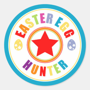 Rond Sticker de chasse aux oeufs de Pâques