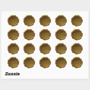 Rond Sticker de cire d'or monogramme,