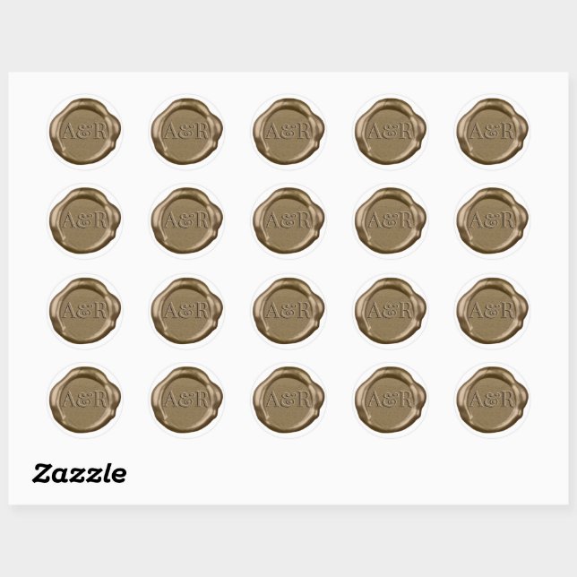 Rond Sticker de cire d'or monogramme, (Feuille)