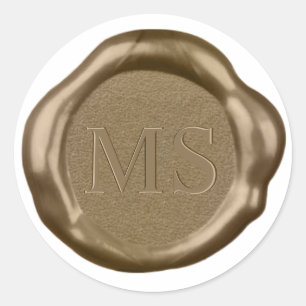 Rond Sticker de cire d'or monogramme,