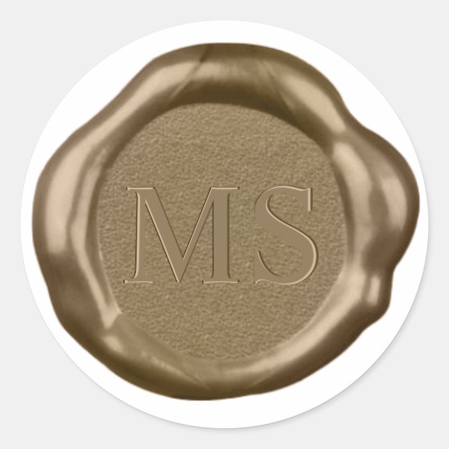 Rond Sticker de cire d'or monogramme, (Devant)