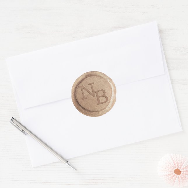 Rond Sticker de cire monogramme vintage Rose or (Enveloppe)