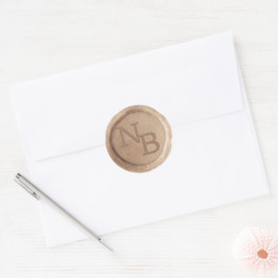 Rond Sticker de cire monogramme vintage Rose or