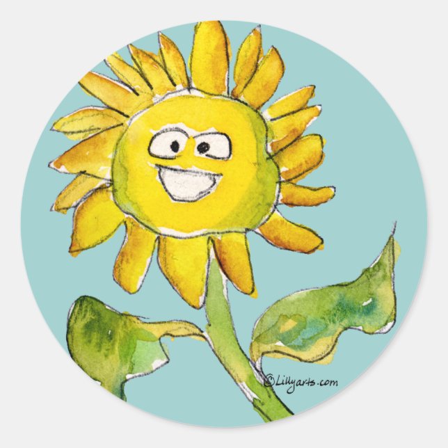 Rond Sticker de Clipart de tournesol (Devant)