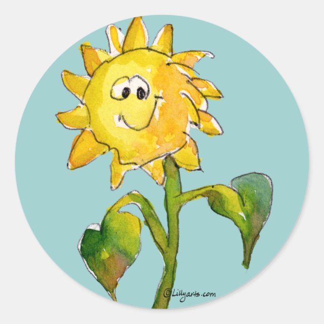 Rond Sticker de Clipart de tournesol 11 (Devant)