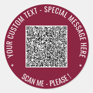 Rond Sticker de code QR avec texte personnalisé Choisir