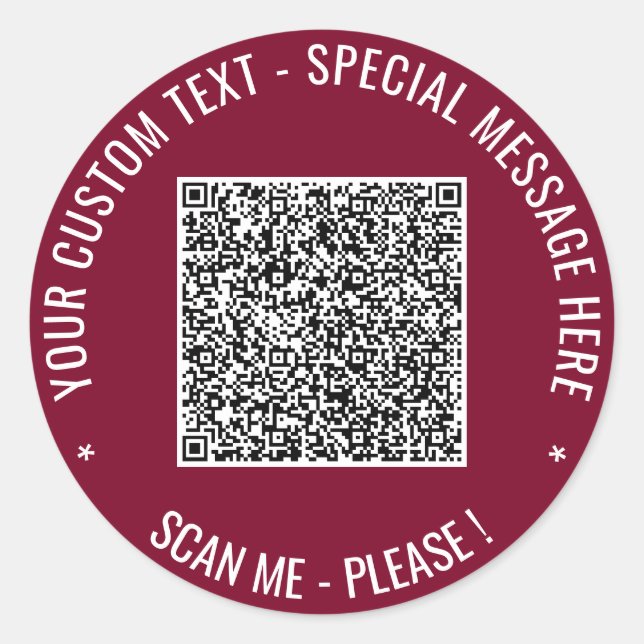 Rond Sticker de code QR avec texte personnalisé Choisir (Devant)