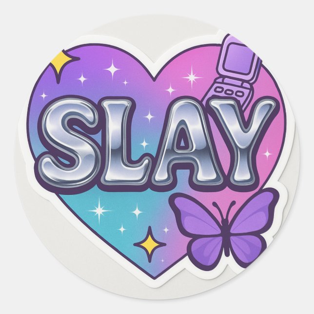 Rond Sticker de coeur Chrome pour l'esthétique Y2K - Re (Devant)