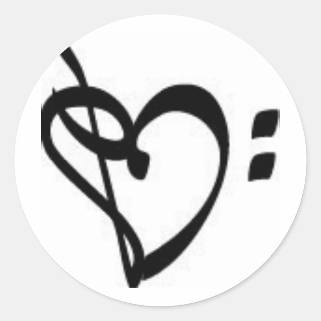 Rond Sticker de coeur de Clé de musique (Devant)