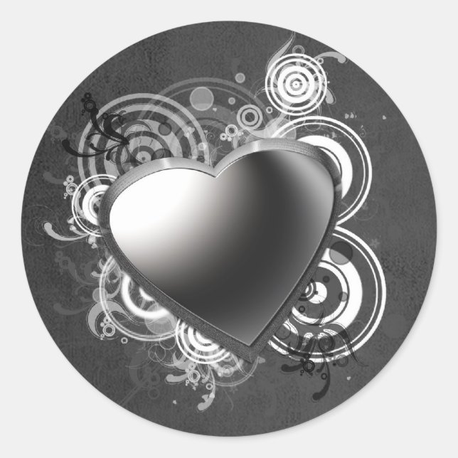 Rond Sticker de coeur noir gothique (Devant)