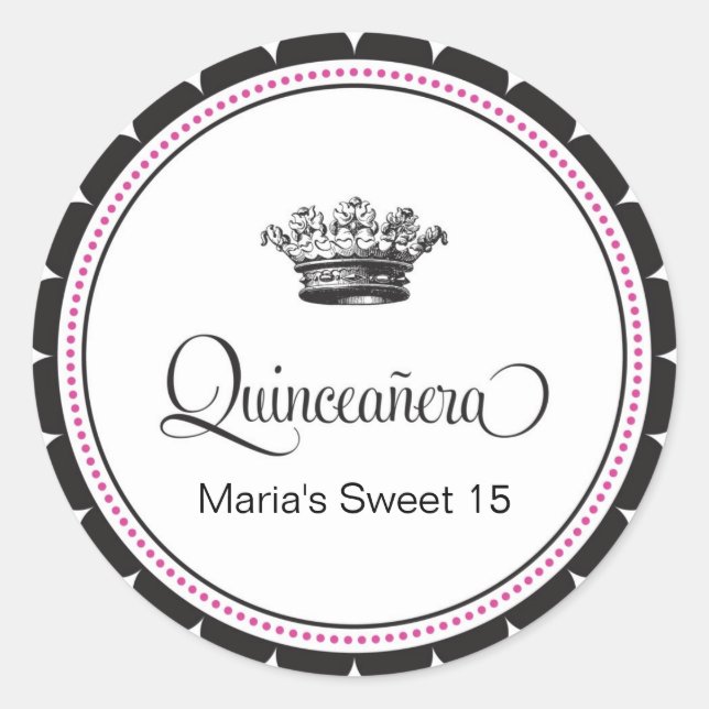 Rond Sticker de coing Quinceanera 15e anniversaire (Devant)