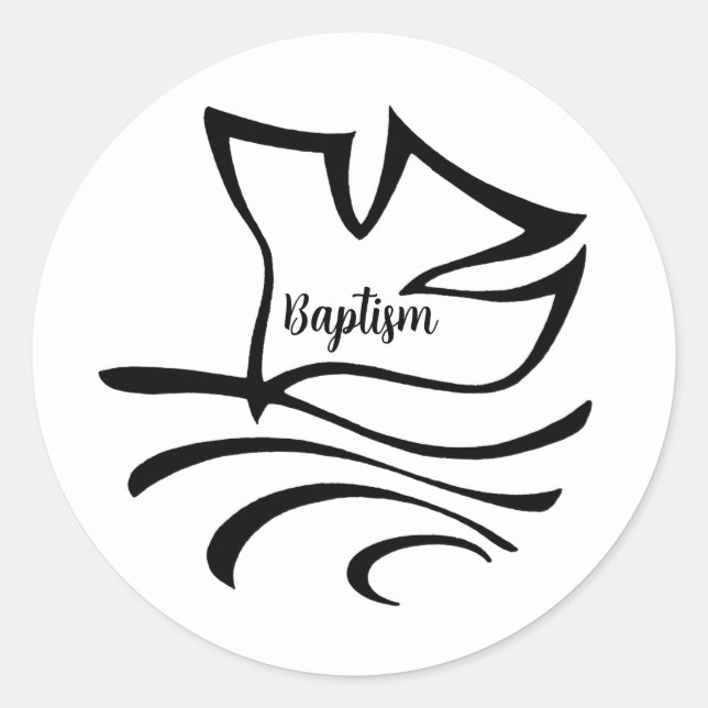 Rond Sticker de colombe de baptême (Devant)