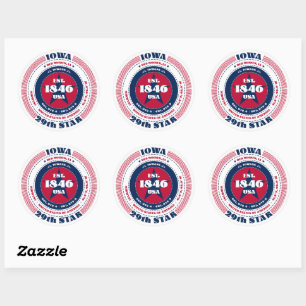 Rond Sticker de conception circulaire Iowa patriotique