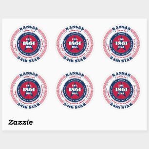 Rond Sticker de conception circulaire Kansas patriotiqu