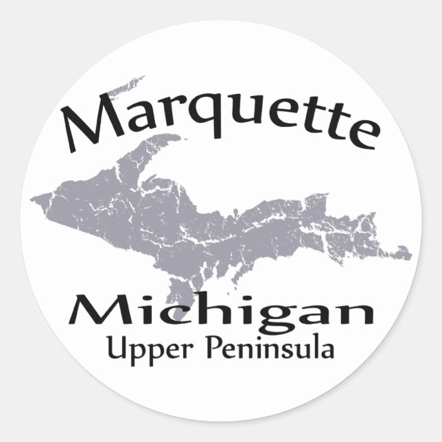 Rond Sticker de conception de carte Marquette Michigan (Devant)