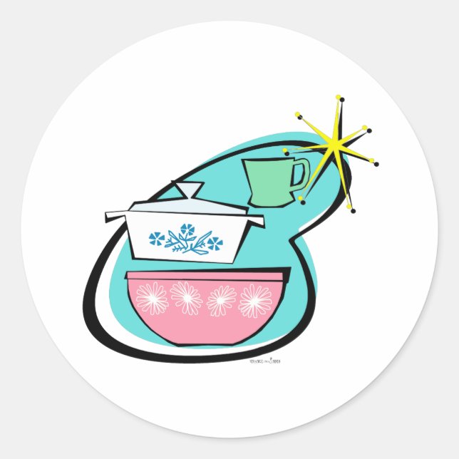 Rond Sticker de conception de cuisine atomique (Devant)