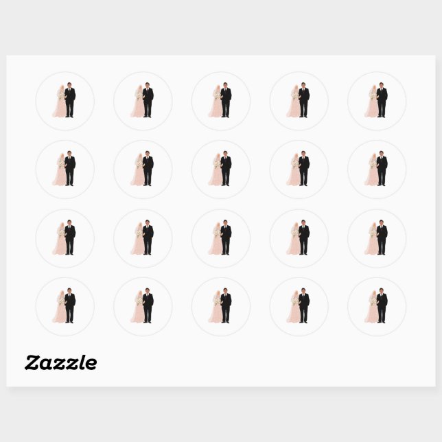Rond Sticker de couple musulman marié (Feuille)