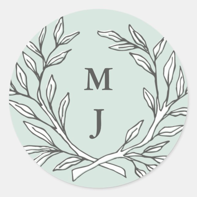 Rond Sticker de couronne de monogramme rustique à la me (Devant)