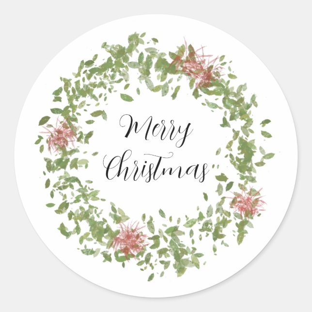 Rond Sticker de couronne de Noël | Conception 1 (Devant)