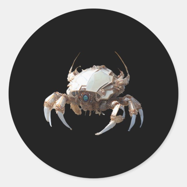 Rond Sticker De Crabe Robot (Devant)