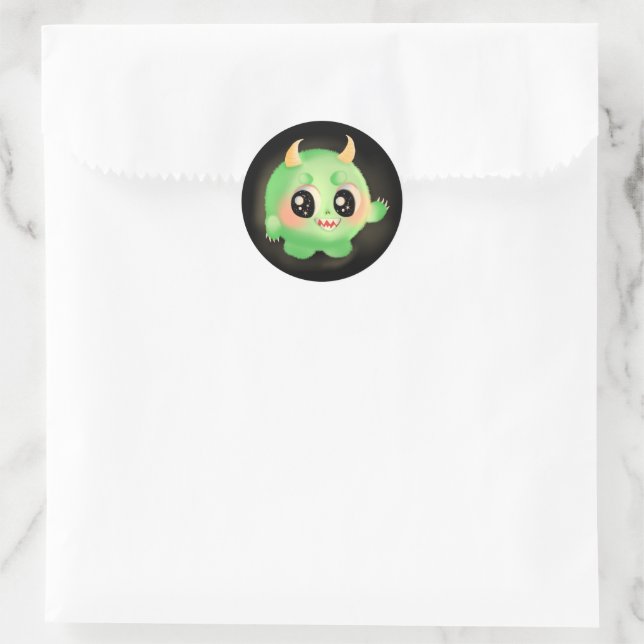 Rond Sticker de créature monstre convivial (Sac)