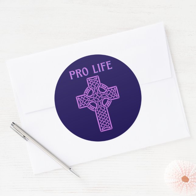 Rond Sticker de Croix Catholique Pro-Vie (Enveloppe)