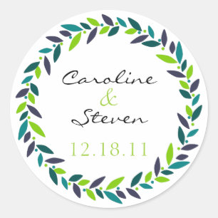 Rond Sticker de date Mariage de couronne de cerise