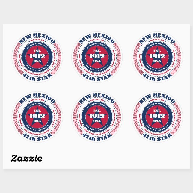 Rond Sticker de design circulaire Patriotic New Mexico (Feuille)
